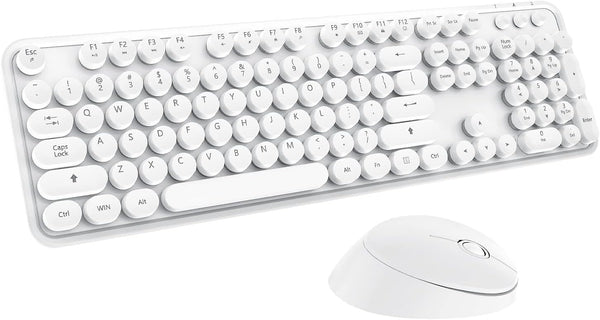 Wireless Keyboard Mouse Combo - 104 Keys Colorful Keyboard with Number Pad & Mouse for Windows