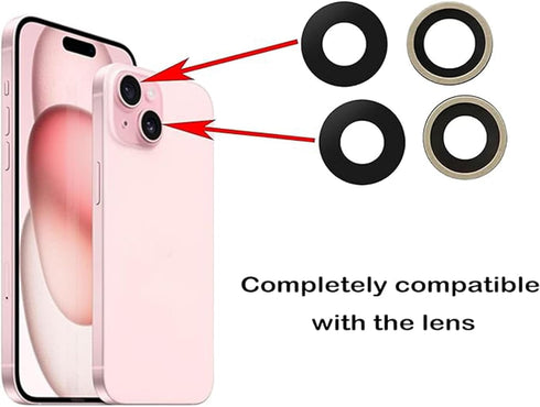 2pcs/Set 15 Plus Camera Lens Replacement for iPhone 15 Rear Glass with Pre-Installed Adhesive + Repair Tool Kit,