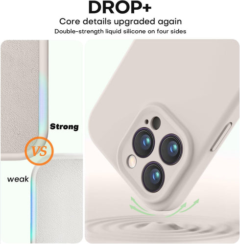 Vooii Compatible Case for iPhone 15 Pro Max, Premium Silicone with Camera Protection, Shockproof (Stone)