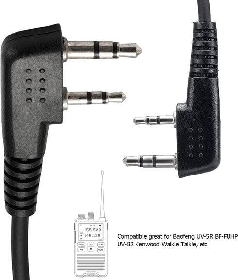 Compatible with Baofeng UV-5R BF-F8HP UV-82 Radios Earpiece Kenwood 2 Pin Two Way Radio Headset Walkie Walkie Surveillance Kit Police Headphone (1 pack)