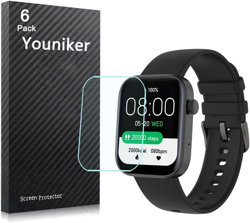 6 Pack Compatible with Cvutgf P43F 1.8” Smart Watch Screen Protector Film for MASVVPI P43 1.9 Inch Smartwatch