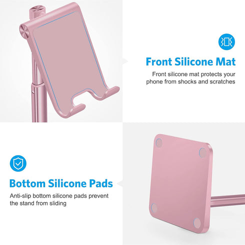 OMOTON Adjustable Cell Phone Stand, Height Desk Dock Holder for iPhone SE 2/11/11 Pro/XS Max/XR, Samsung Galaxy