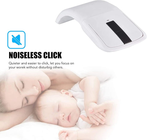 Wireless Folding Mouse, Touch Mouse USB for Microsoft, Photoelectricity + Touch Scroll, Arc Mouse for PC/Laptop