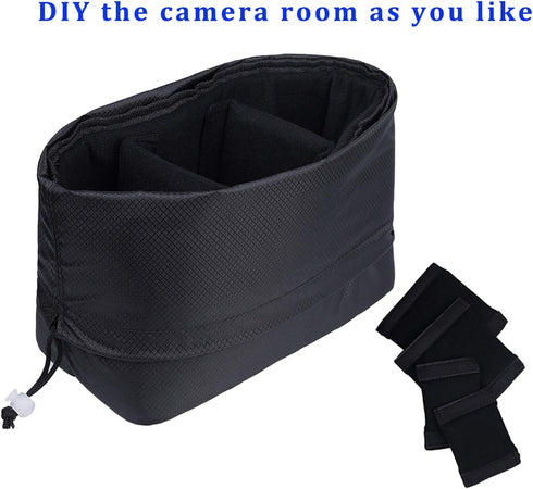 Shockproof Camera Insert Bag for SLR DSLR Mirrorless Camera with Adjustable Dividers, Water Resistant Pouch