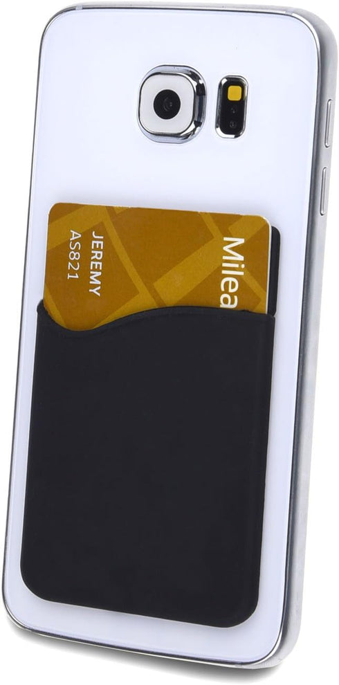 Credit Card/ID Card Holder - Silicone Material, Attach to Almost Any Phone, Carry Essential Cards with Safe Flight Cloth