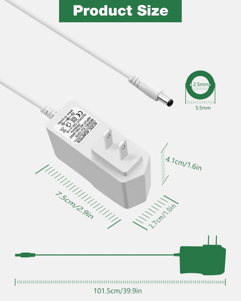 12V 1A Power Supply White, 100-240V AC to DC 12Volt 1Amp Adapter for LED Light Strips, CCTV, Routers
