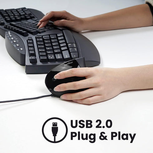 Perixx Perimice-513L Wired Vertical Ergonomic Mouse - 2 DPI, 6 Button Optical Ergo Mouse, Left Handed, Black