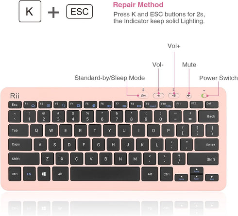 Rii RKM709 Wireless Keyboard and Mouse Combo - 2.4GHz Ultra-Slim Multimedia Office Keyboard for PC, Laptop, Desktop