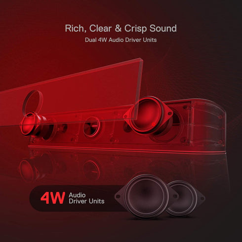Redragon GS560 RGB Desktop Soundbar, 2.0 Channel Computer Speaker with Dynamic Lighting Bar, Audio-Light Sync/Display,