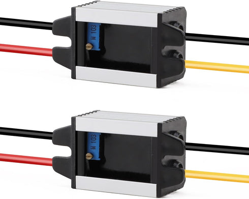 DROK 5V DC Converter, 2pcs Waterproof Buck Converter, 8V-22V Step Down to 3V-15V, 3A Adjustable Voltage Regulator