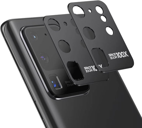 Samsung S20 Ultra Camera Lens Protector Case - 2 Pack Alloy Metal Protective Cover, Easy Installation (Black)