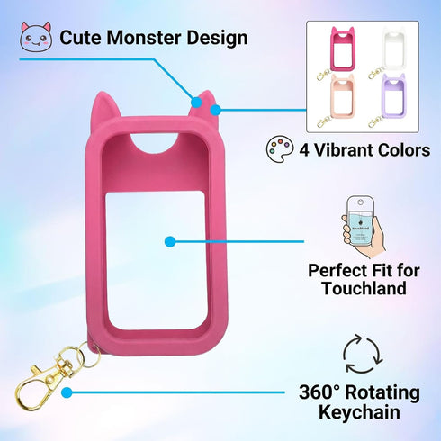 shuielai 4PCS 45ml, Backpack Silicone Hand Sanitizer Spray Cases Compatible with Touchland Protective Anti-Slip Cover