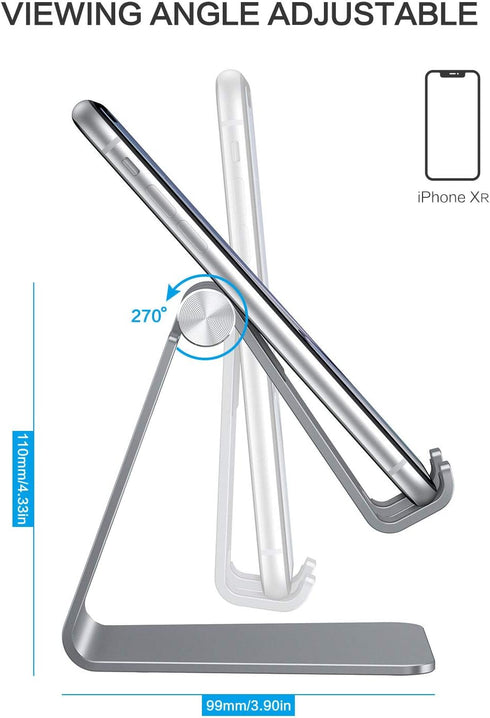 OMOTON C2 15 14 13 8 7 6, Adjustable Cell Phone Stand, Aluminum Desktop Phone Holder Dock Compatible with iPhone Xs XR