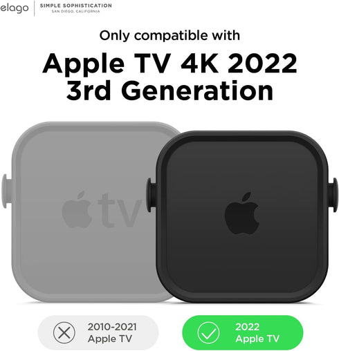 elago Apple TV Mount 4K 3rd Generation - Compatible with 2022 Apple TV, 3 Mount Options, Prevents Overheating