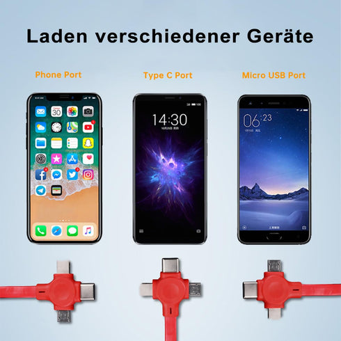2 Pcs 3 in 1 Charging Cable, Three in One Retractable Multi Charging Cable with USB C(Type-C)/Micro USB, Phone Holder,