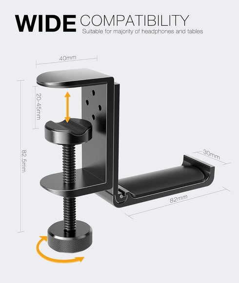 Foldable Headphone Stand Hanger Holder, Space-Saving Aluminum Soundbar Stand with Universal Fit for Gaming