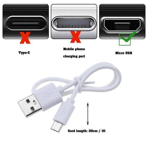 2Pcs USB-A to Micro-USB Charging Cord 30cm, Replacement Compatible with Sony WH-H900N, PS WHH900N, WHCH700N