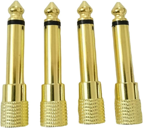 1/4 Mono to 1/8 Mono Adapter, 6.35mm TS Male Plug to 3.5mm Female Audio Connector - 4 Pcs