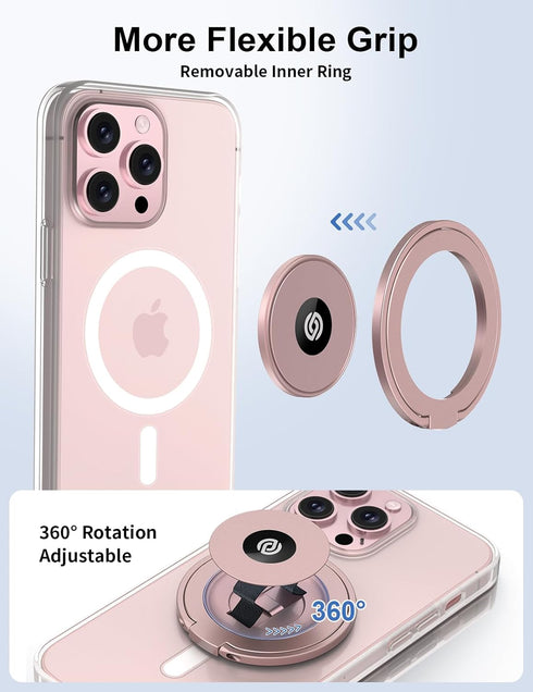 EWA MagOne Ultra (Plate Edition) Phone Grip Stand with Leather Finger Strap, Removable Magnetic Ring Holder Kickstand