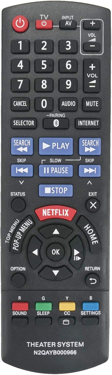 New Remote Control N2QAYB000966 for Panasonic Home Theater/DVD - SC BTT46, SC BTT466, SC BTT405
