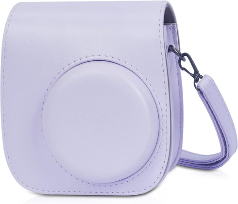 Phetium Instant Mini 12 Camera Protective Case Compatible with Instax Mini 12 11, PU Leather Bag with Pocket, Lilac