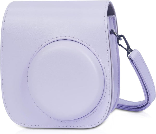 Phetium Instant Mini 12 Camera Protective Case Compatible with Instax Mini 12 11, PU Leather Bag with Pocket, Lilac