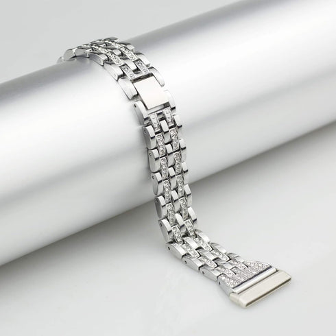 Bling Bands Compatible with Fitbit Versa 4/Sense 2/Versa 3/Sense, Women Dressy Slim Bracelet Metal Replacement Bands