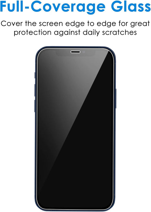 JETech One Touch Install Screen Protector for iPhone 12/12 Pro 6.1-Inch, Full Coverage Tempered Glass Film, 2-Pack