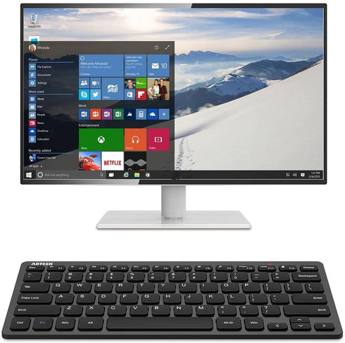 Arteck 2.4G Wireless Keyboard, Ultra Slim Compact Keyboard with Media Hotkeys for Computer Desktop PC Laptop