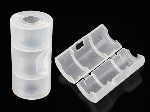 YXQ 16Pcs AA to C Size Battery Adapter Converter Case Spacers Holder Transparent