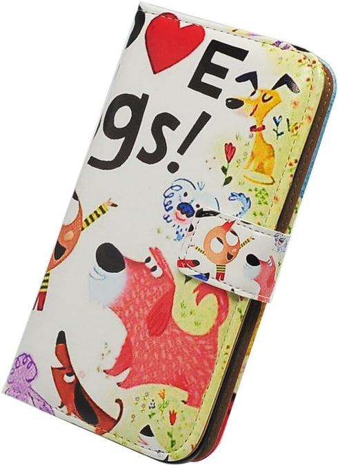 Case for Samsung Galaxy S20 Plus - Colorful Cute Dogs Leather Flip Phone Wallet Cover with Card Slot Holder Kickstand