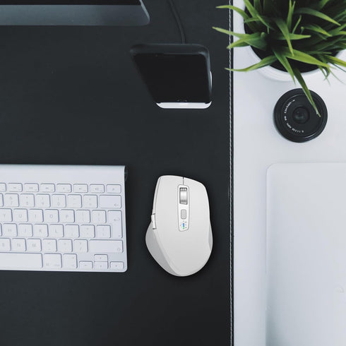 Wireless Bluetooth Mouse with Smart Flying Scroll, Ergonomic Mice, Silent Multi-Device Mouse for Computer, White