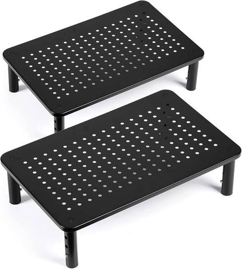 TV/Monitor Riser Desktop Stand - Sturdy Metal Laptop Shelf for Printer, iMac, 3 Height Adjustable PC, 2 Pack