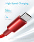 Anker 6ft USB A to Type C Charger Cable (2-Pack) for Samsung Galaxy S10/S10+/Note 9, LG V30 & More - Red, USB 2.0