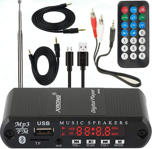 XRONG Bluetooth Audio Receiver FM Radio,MP3 Digital Player,LED 4-Digital Display,SD Card/USB Playback 3.5mm