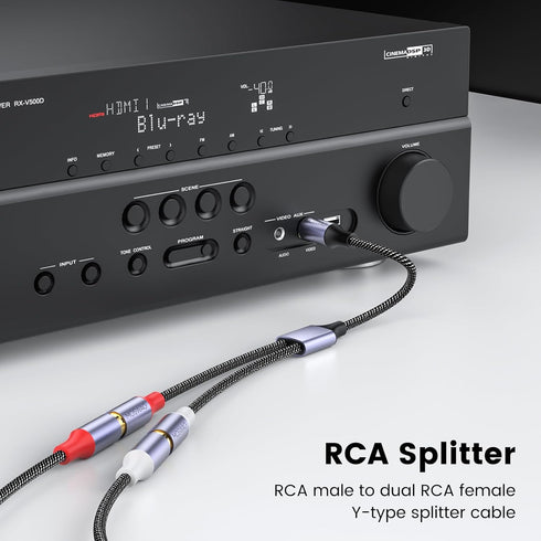 1 2 Consoles(0.65ft/20cm) MOSWAG Male to Female RCA Splitter, RCA Y Splitter Cable Audio Video Splitter Adapter