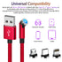 540° Rotating Magnetic Charging Cable (Red 4-Pack 3/3/6/6ft), 3 in 1 USB C Magnetic Phone Charger Cable, 2.4A Fast