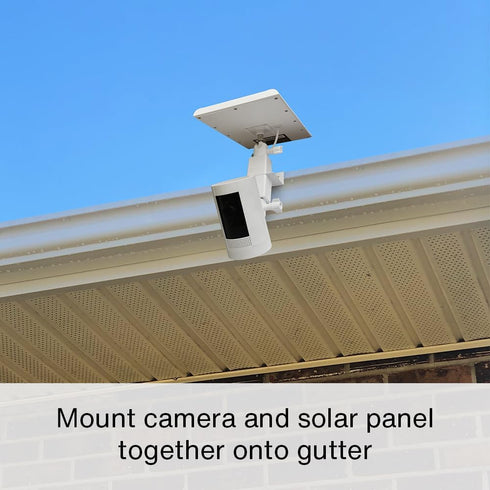 Holicfun 2-in-1 Security Camera and Solar Panel Gutter Mount for Ring, Eufy, Arlo, Wyze Solar Panels and Cams - Black