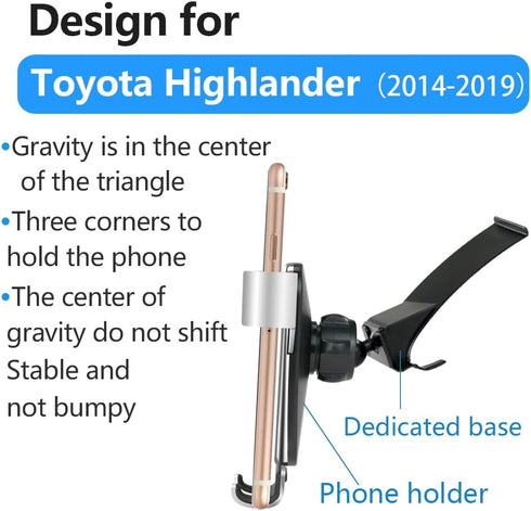 LUNQIN 2014 2015 2016 2017 2018 2019 Car Phone Holder for Toyota Highlander Auto Accessories Best Cell Phones Mount