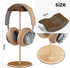 Headset Holder Stand, Wood and Aluminum Desktop Headphone Stand with Solid Heavy Base for All Headphone Sizes (Gold)