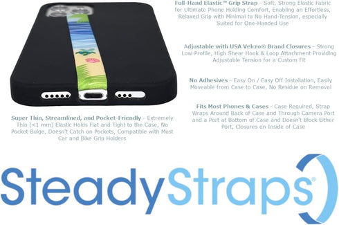 SteadyStraps Full-Hand Elastic Phone Strap/Grip, for Comfort & Convenience, Multi-Position Adjustable with Easy On/Off