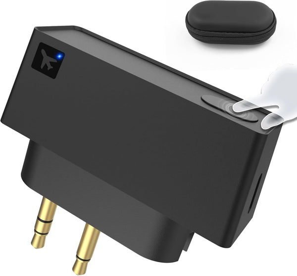 Airplane Bluetooth Audio Adapter, Wireless Headphones and 3.5mm Aux Jack, Bluetooth 5.3 Transmitter Receiver for TV,