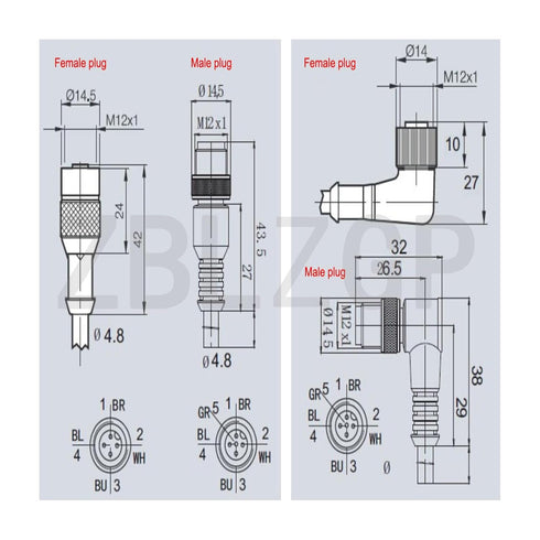 M12 4 Pin Male Actuator Sensor Signal Cable A-Coded Electrical Industrial Shield Cable for Automation Control, Fieldbus