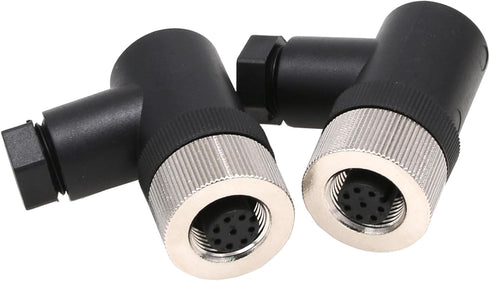 Eonvic M12 8 Pin Female Connector, 12mm A Code IP67 30V 2A AC/DC Industrial Circular Connector (2pcs)
