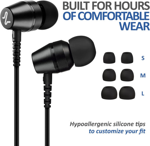 LUDOS OMNITONE Wired Earbuds, In-Ear Headphones with Microphone, 5 Year Warranty, Compatible for iPhone, Android