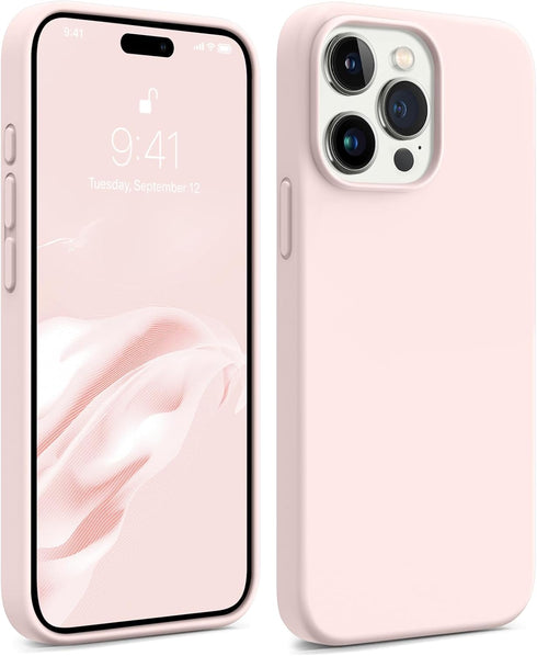 AOTESIER iPhone 15 Pro Case - Shockproof Liquid Silicone, Slim 6.1" Cover with Soft Anti-Scratch Lining - Chalk Pink