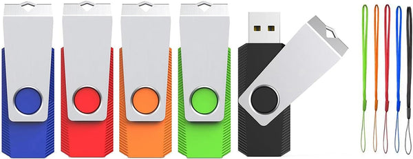 Wooolken USB Flash Drive 8GB 5 Pack, USB 2.0 Memory Stick with Lanyards