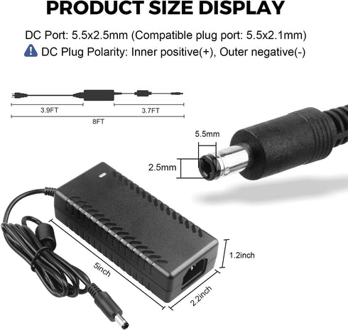 LeTaoXing 48V 2A Power Supply, AC to DC 48V 2A 96W Adapter for PoE Switch CCTV Camera Router Control System