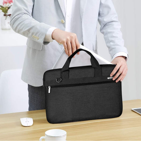 Voova Laptop Bag 15.6 Inch, 360° Protective Sleeve for MacBook Air 15 M2, Waterproof Computer Bag, Black