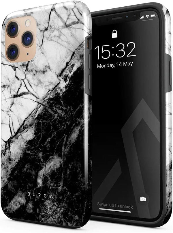 BURGA Phone Case Compatible with iPhone 11 PRO - Hybrid 2-Layer Hard Shell + Silicone Protective Cover, Black and White
